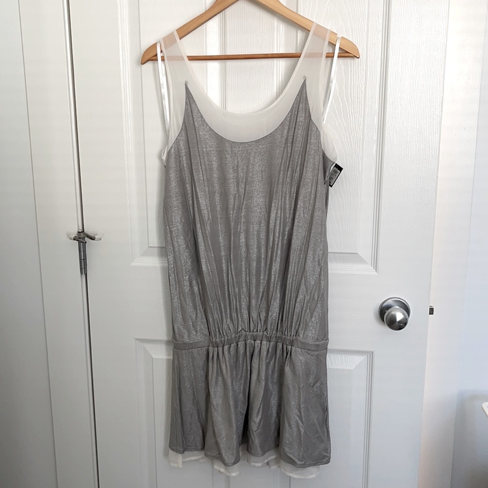 BNWT CLUB MONACO SILVER WHITE LACE DRESS SZ 8